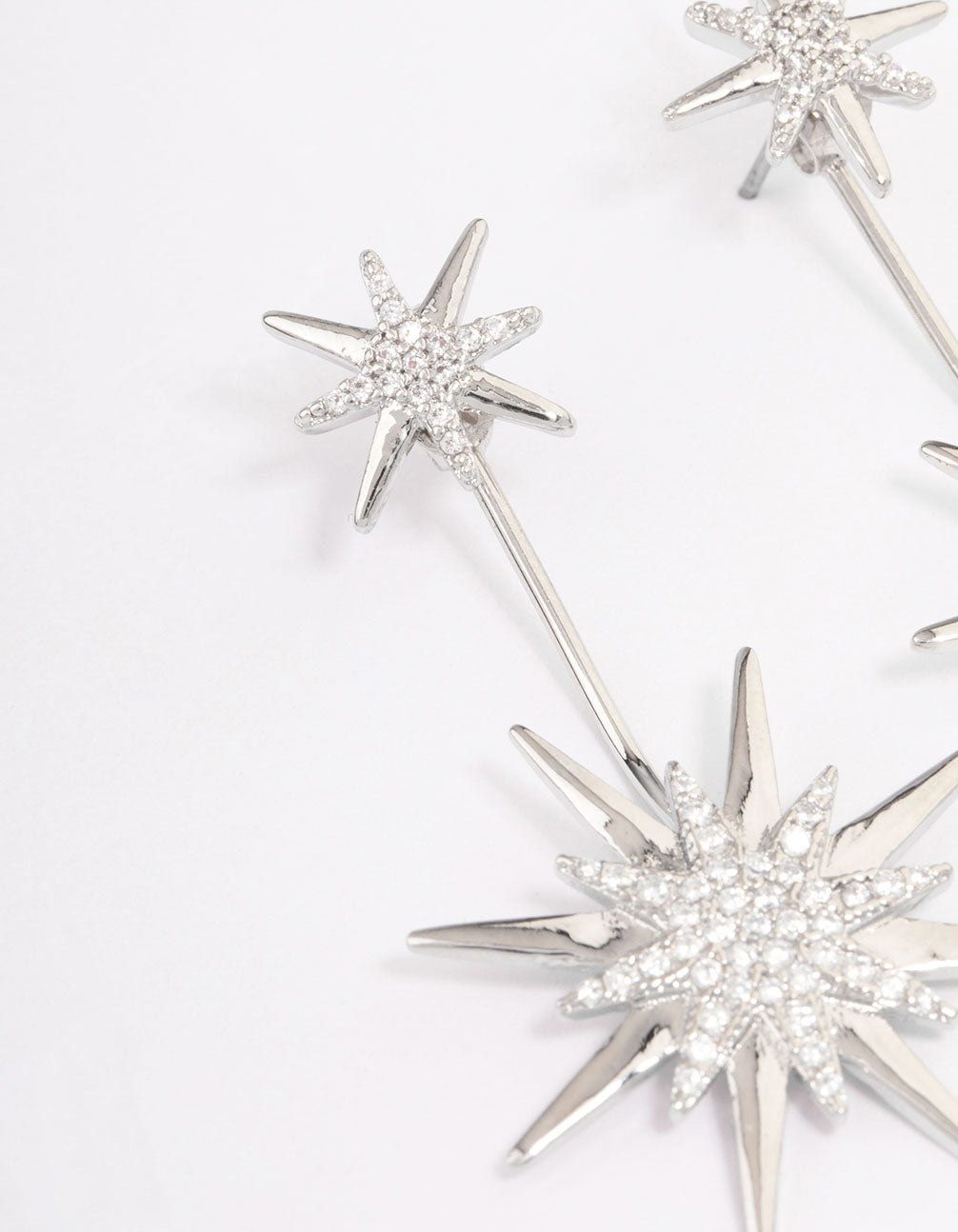 Silver Mixed Star Drop Earrings
