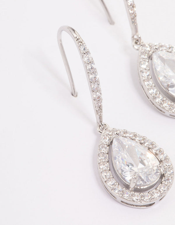 Silver Cubic Zirconia Teardrop Earrings