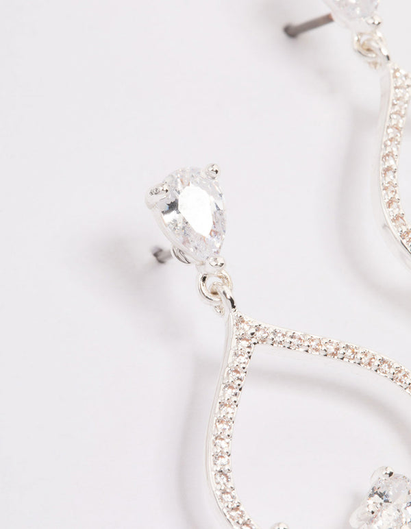 Silver Cubic Zirconia Teardrop Earrings
