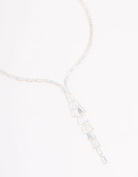 Silver Stone Cubic Zirconia Pendant Station Necklace - link has visual effect only