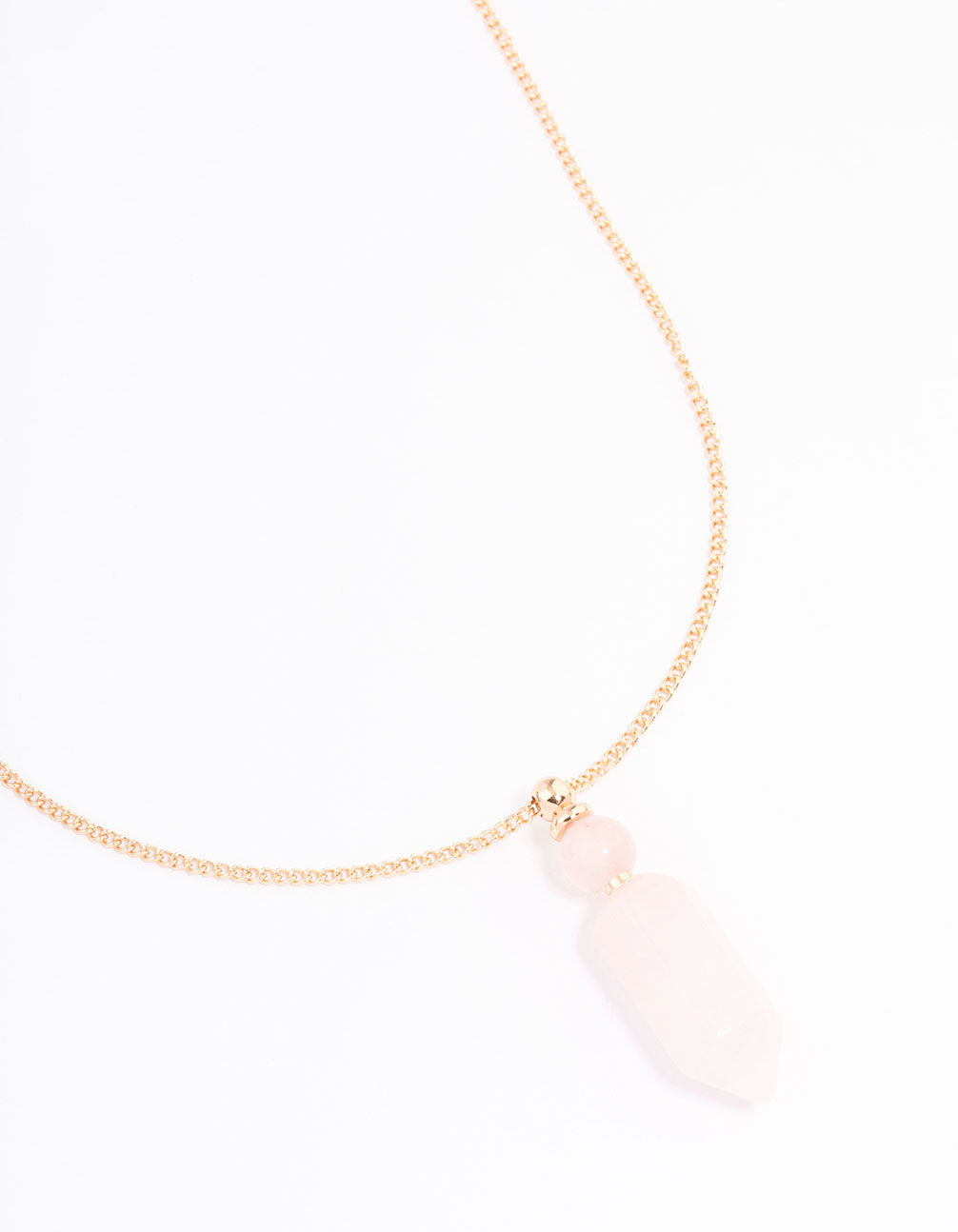 Gold Rose Quartz Sphere Pendant Necklace