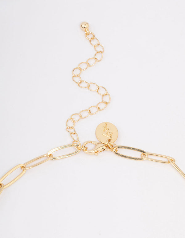 Gold Plated Freshwater Pearl Semi-Precious Charm Necklace