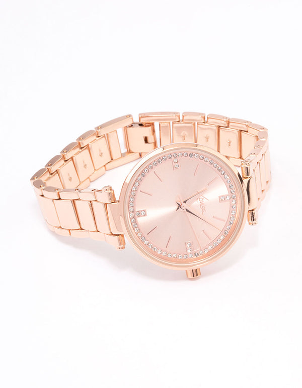 Rose Gold Crystal Dial Watch