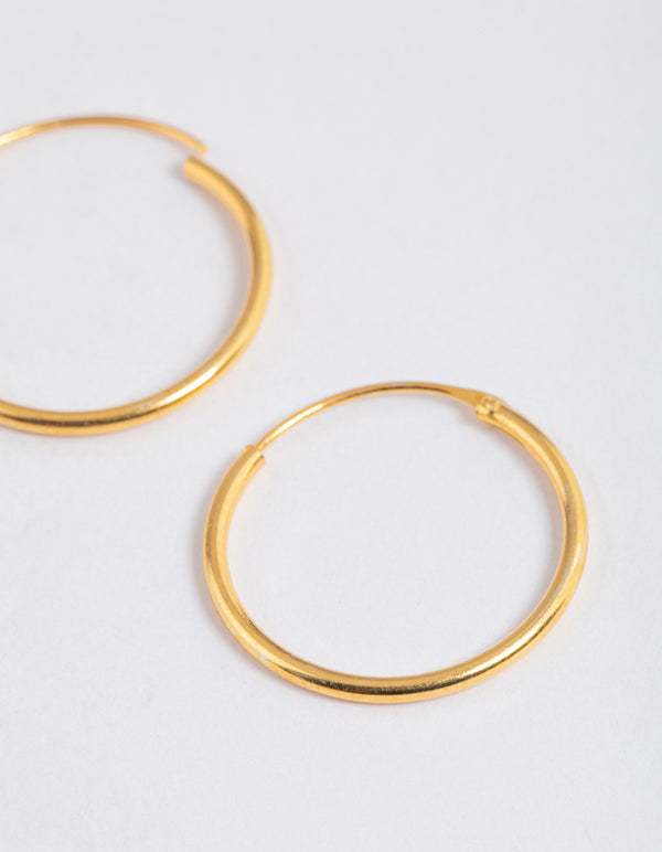 Gold Plated Sterling Silver Hoop Earrings 16mm