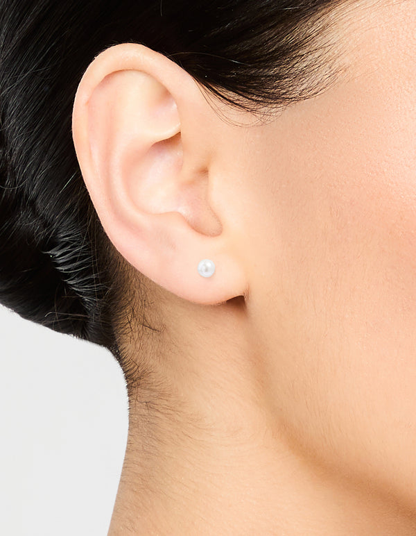 Sterling Silver Pearl Stud Earrings 5mm