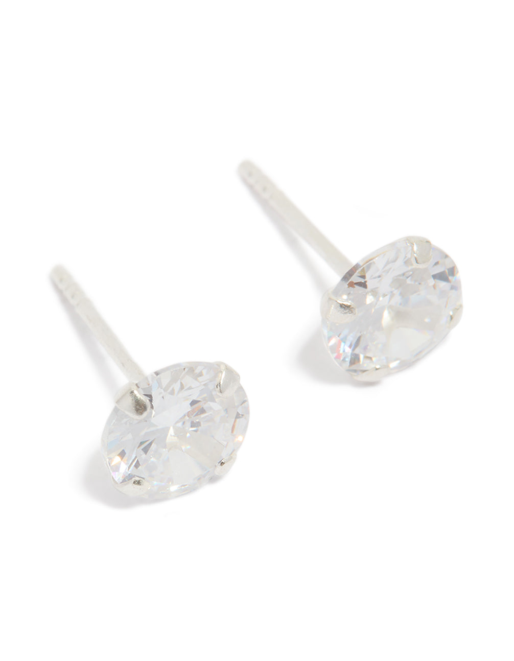 Sterling Silver Cubic Zirconia Simple Stud Earrings