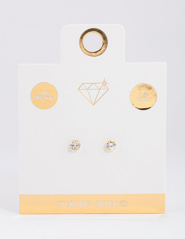 Gold Plated Sterling Silver Dainty Stud Earrings