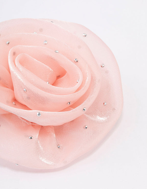 Pink Diamante Rosette Brooch & Hair Clip