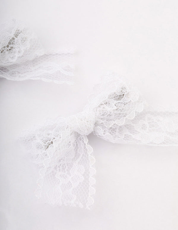 White Lace Hair Bow Pack
