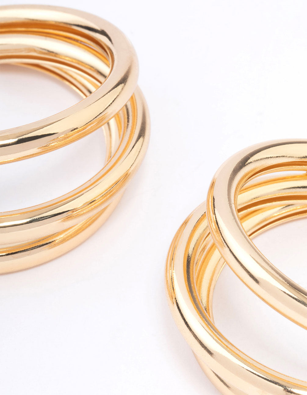 Gold Triple Row Large Hoop Earrings