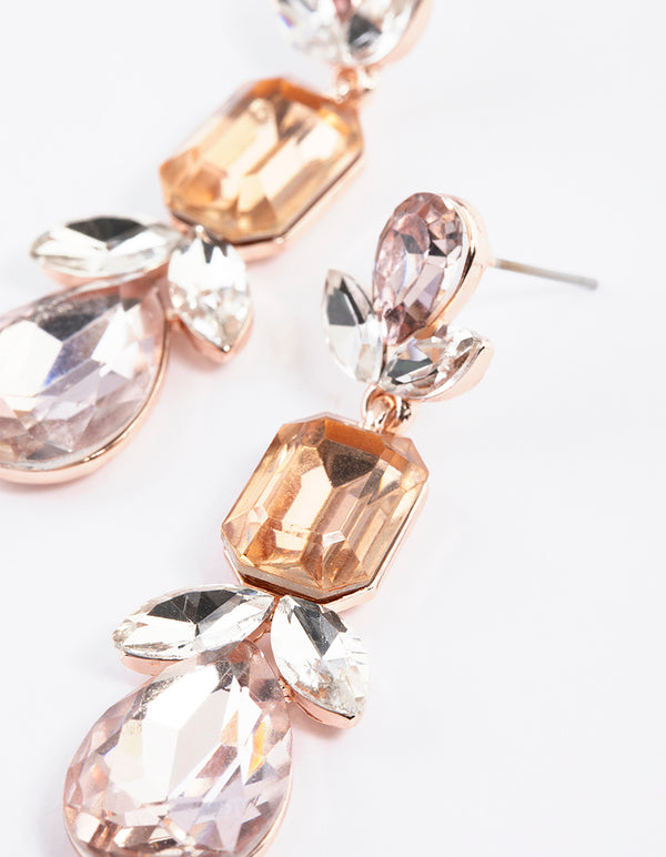 Gold Multi Stone Shape Drop Earrings