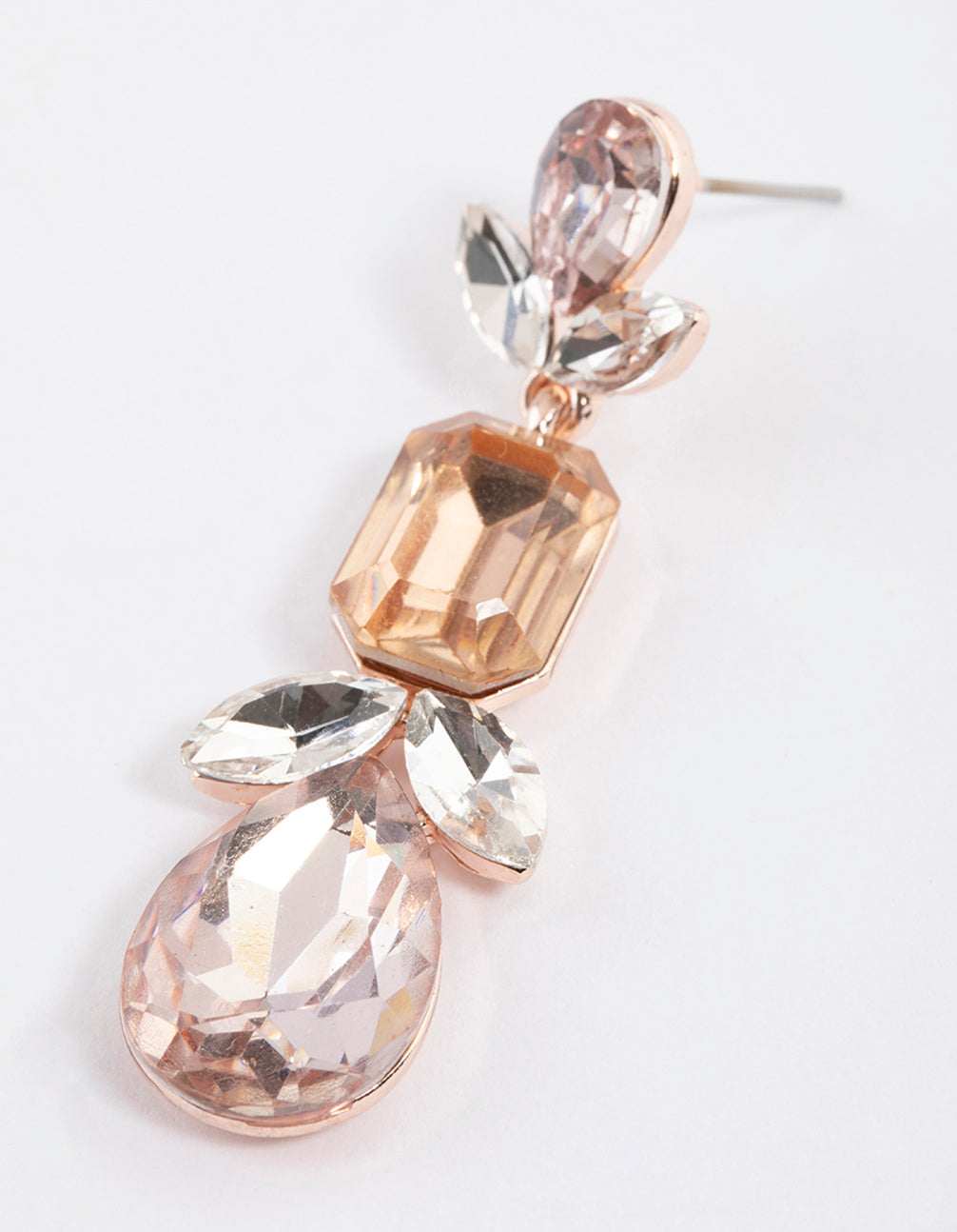 Gold Multi Stone Shape Drop Earrings