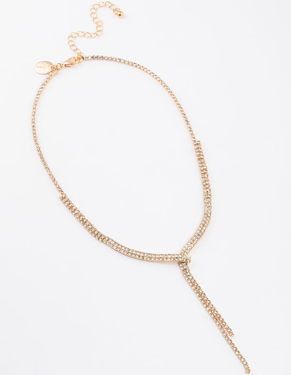 Gold Dainty Ribbon Y-Shaped Necklace