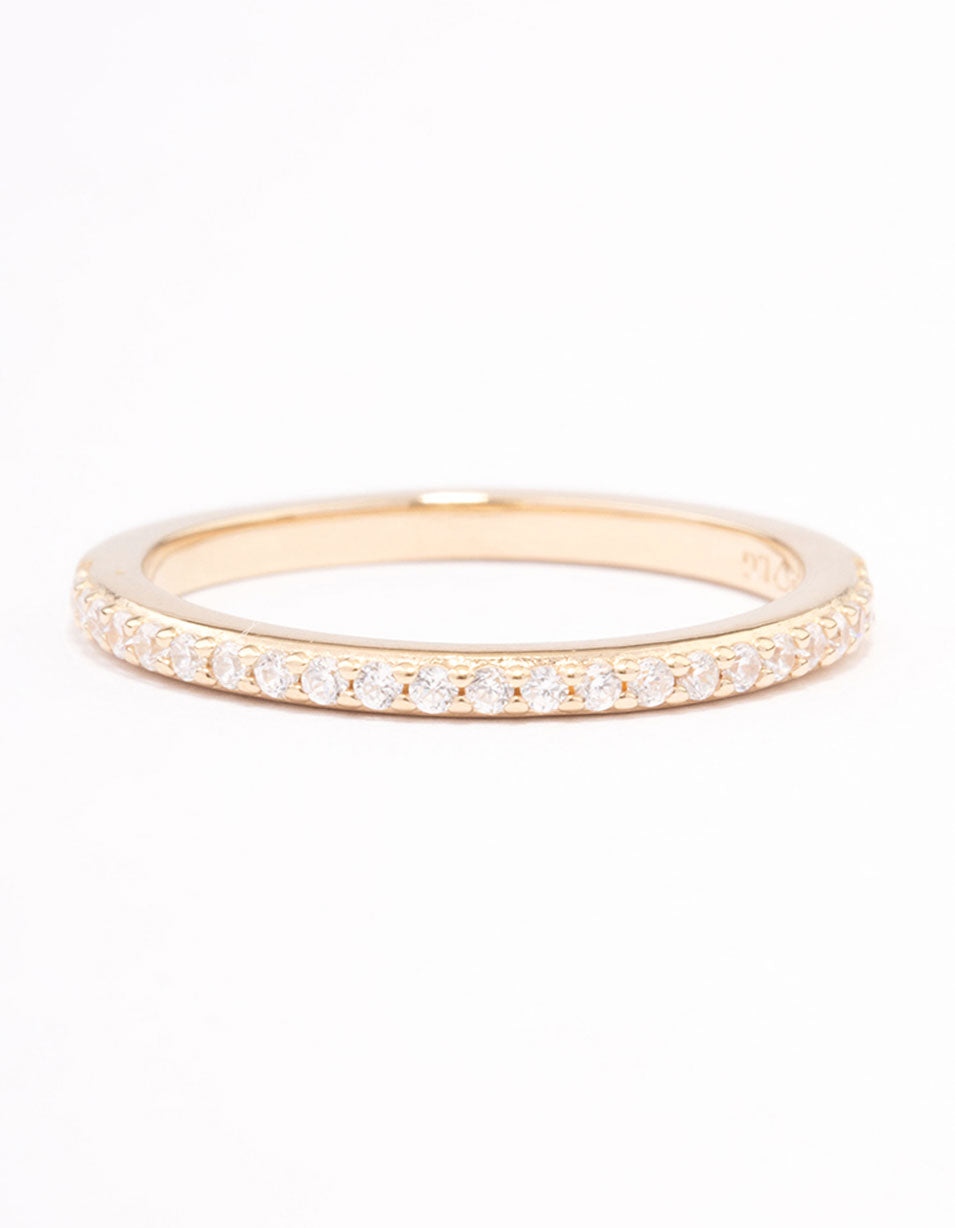 Gold Plated Sterling Silver Cubic Zirconia Pave Ring