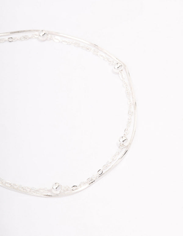 Sterling Silver Snake Chain Ball Bracelet