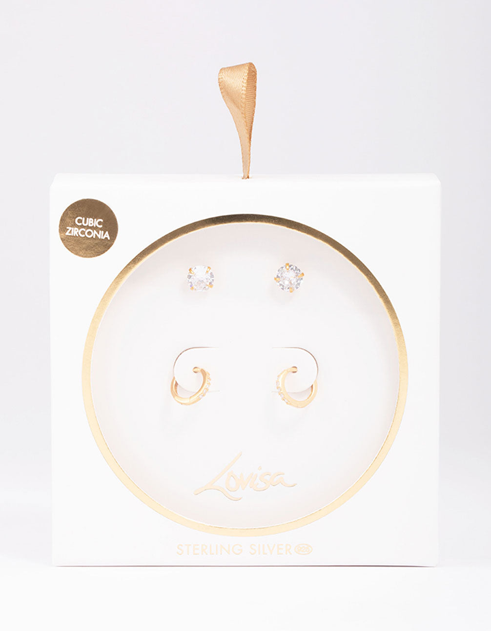 Gold Plated Sterling Silver Cubic Zirconia Hoop Earring Pack