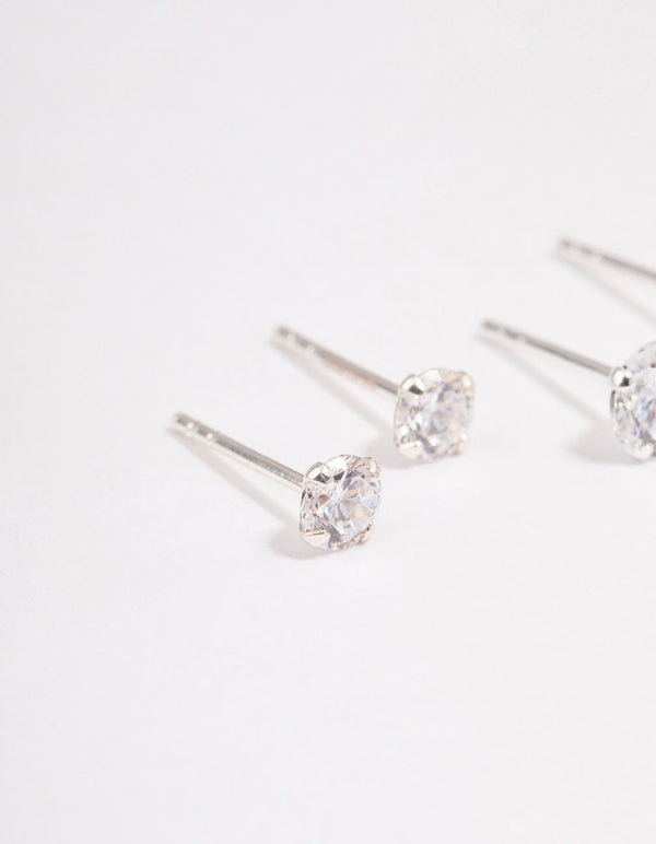 Sterling Silver Graduating Cubic Zirconia Earring 3-Pack