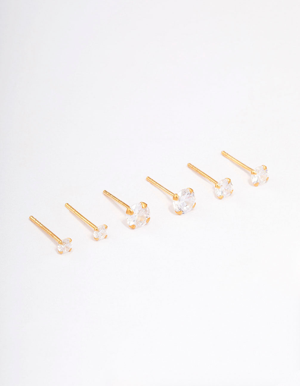 Gold Plated Sterling Silver Crystal Cubic Zirconia Earring 3-Pack