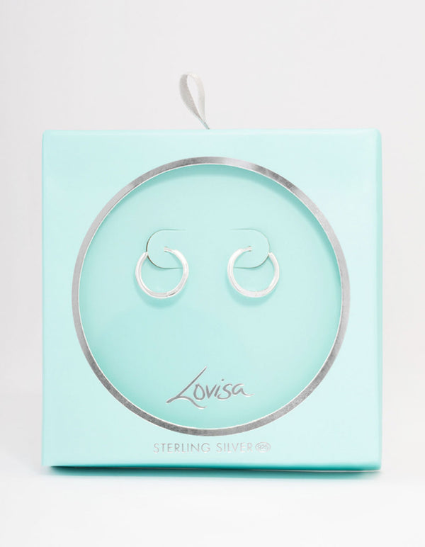 Sterling Silver Huggie Earrings 14mm