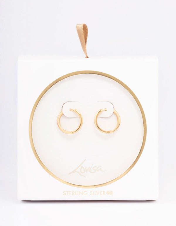 Gold Plated Sterling Silver Huggie Earrings 16mm