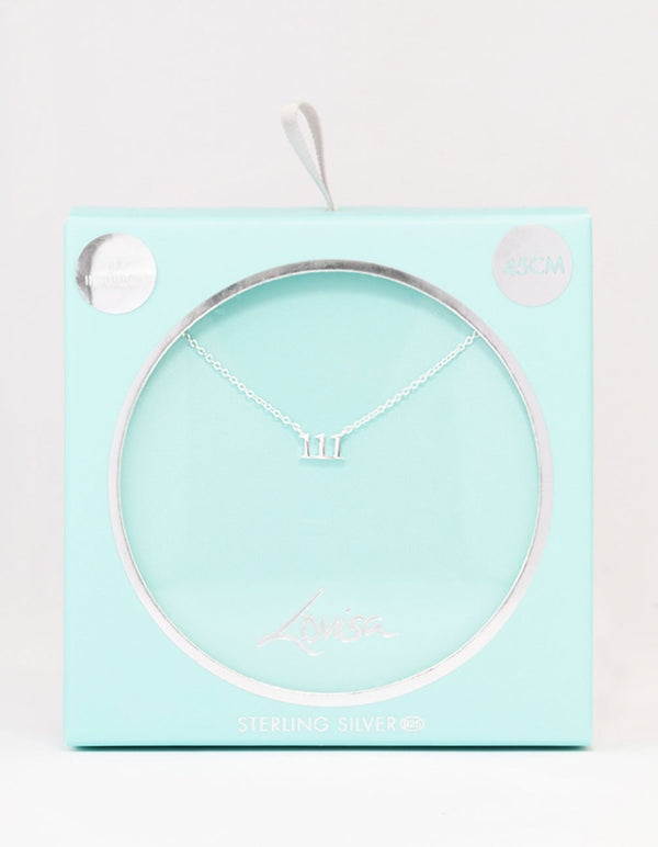 Sterling Silver 111 Angel Number Pendant Necklace