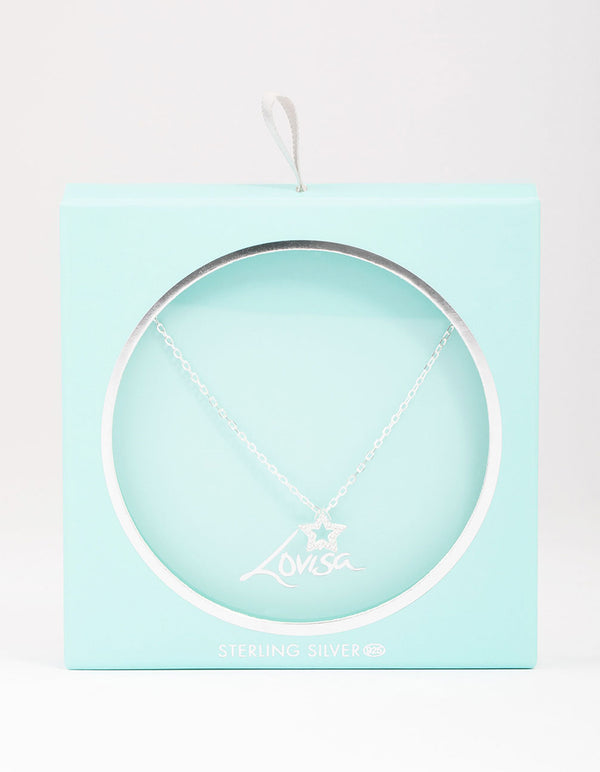 Sterling Silver Open Star Pendant Necklace