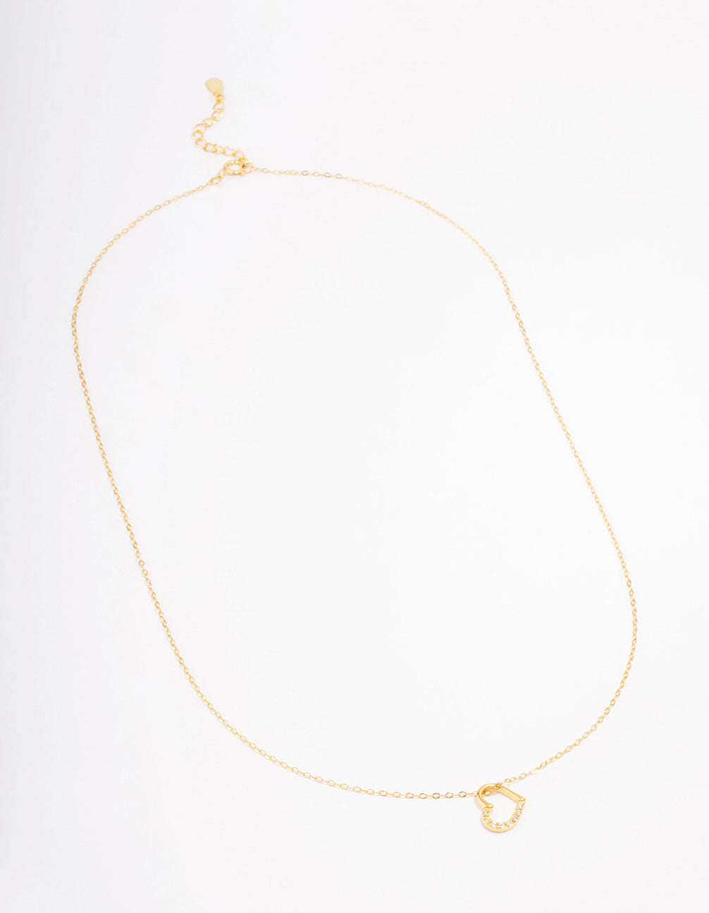 Gold Plated Sterling Silver Open Cubic Zirconia Heart Pendant Necklace