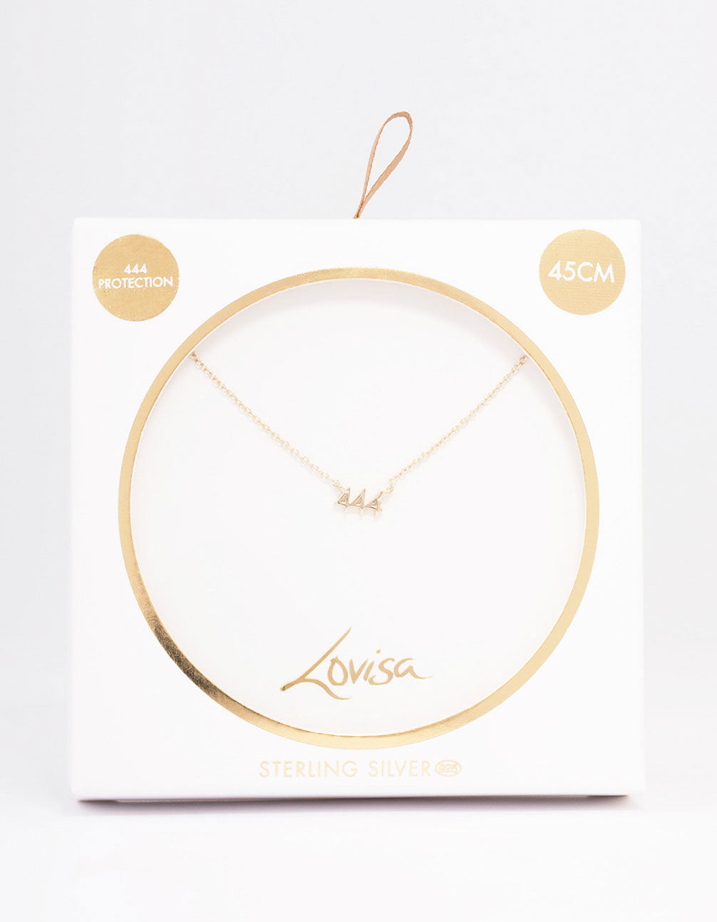 Gold Plated Sterling Silver 444 Angel Number Pendant Necklace