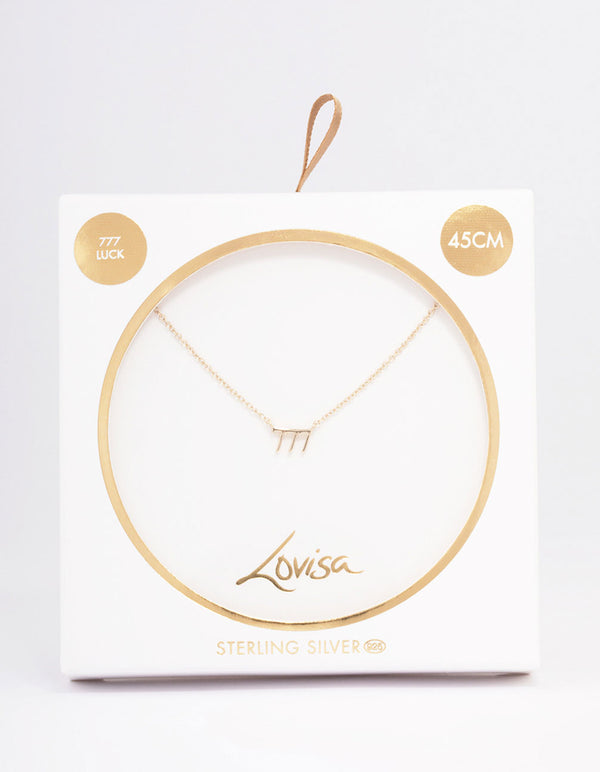 Gold Plated Sterling Silver 777 Angel Number Pendant Necklace
