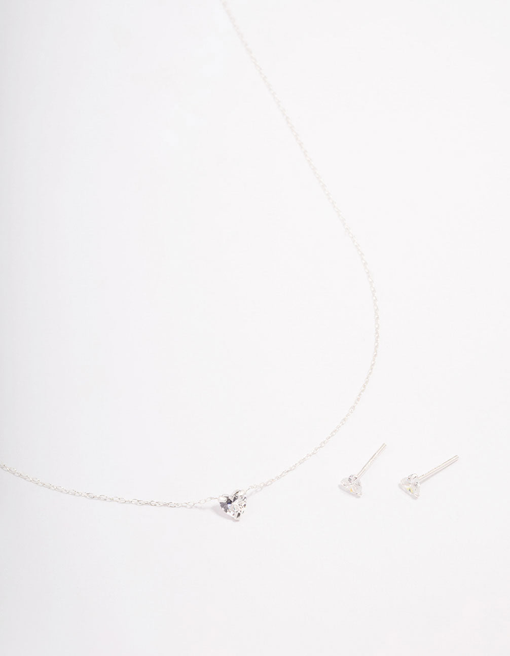 Sterling Silver Cubic Zirconia Heart Jewellery Set