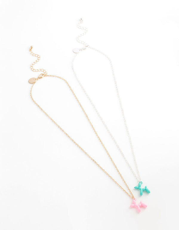 Mixed Metal Bubble Dog Necklace Pack