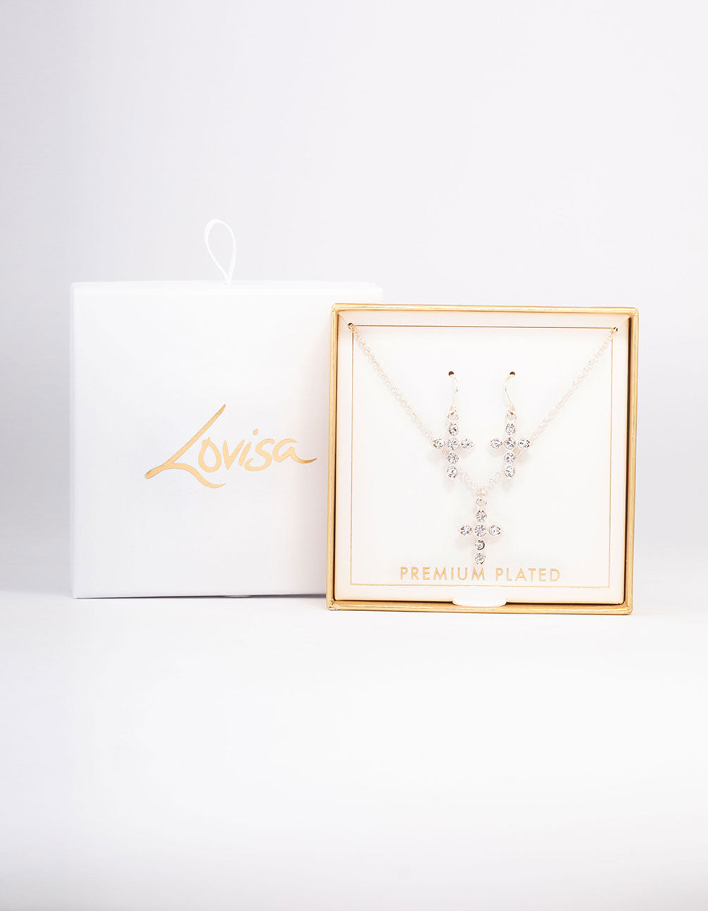 Silver Plated Diamante Cross Jewellery Set