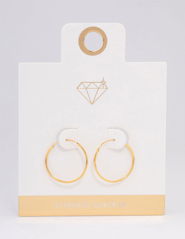 Gold Plated Sterling Silver Hoop Earrings 20mm