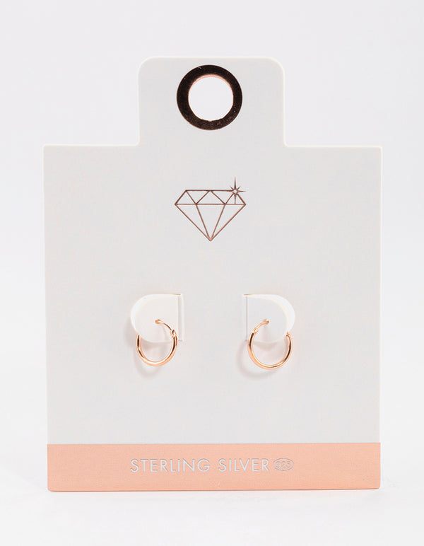 Rose Gold Plated Sterling Silver Hoop Earrings 10mm