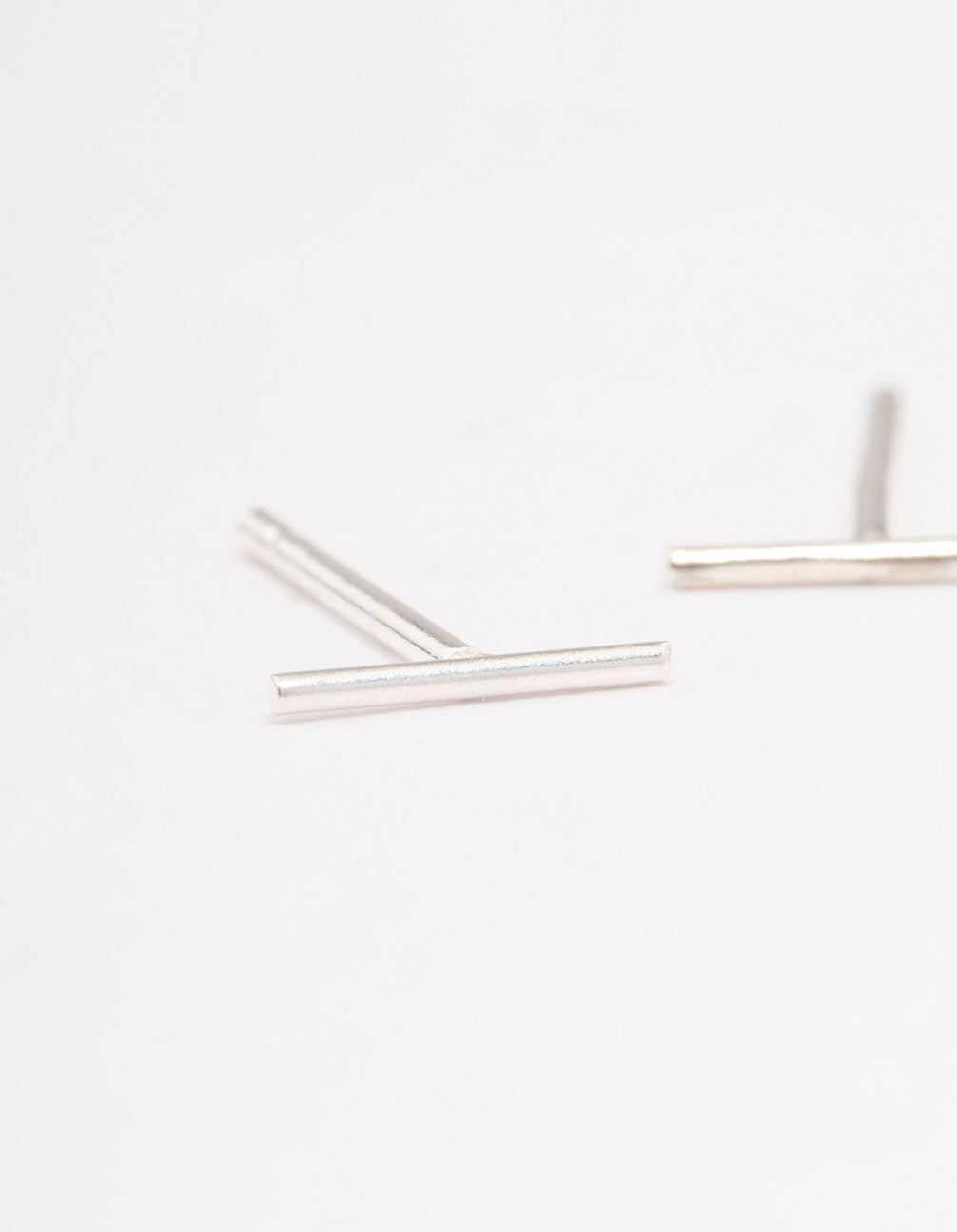Sterling Silver Plain Bar Stud Earrings