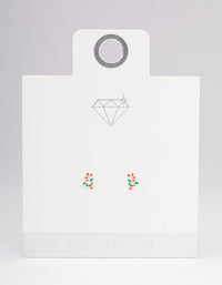 Sterling Silver Red Candy Cane Stud Earrings - link has visual effect only