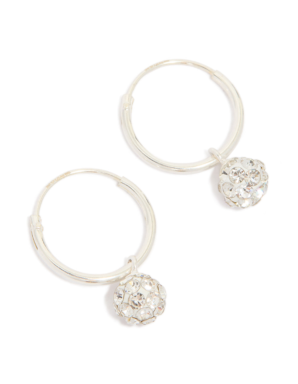Sterling Silver Crystal Hoop Earrings 12mm