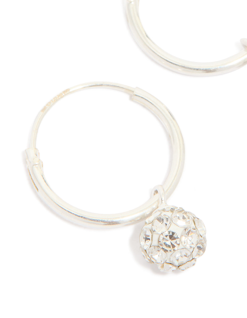 Sterling Silver Crystal Hoop Earrings 12mm