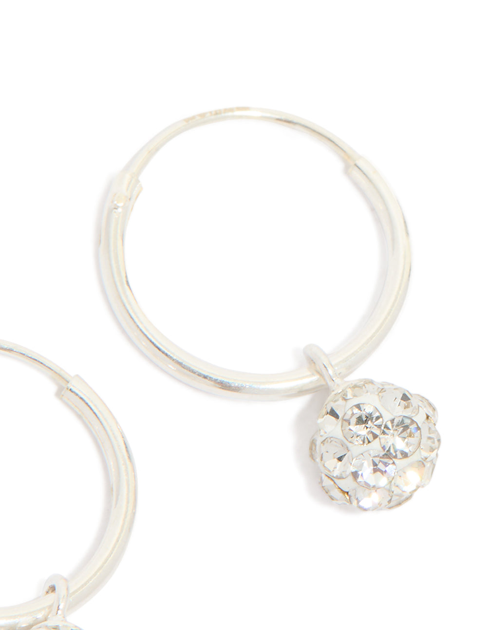 Sterling Silver Crystal Hoop Earrings 12mm