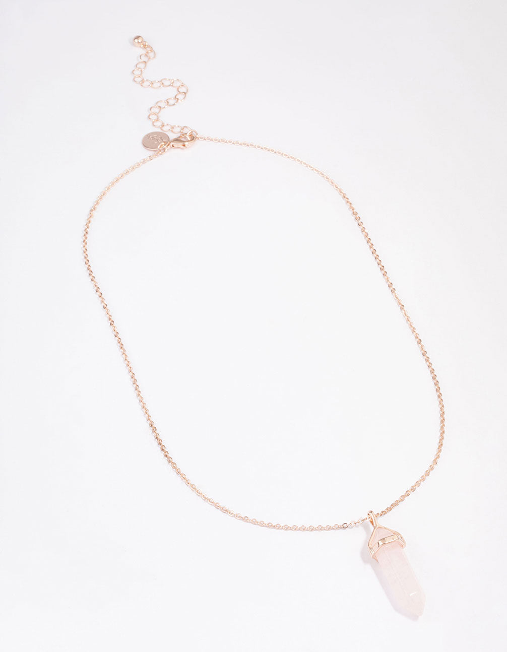 Rose Gold Semi-Precious Rose Quartz Statement Shard Necklace