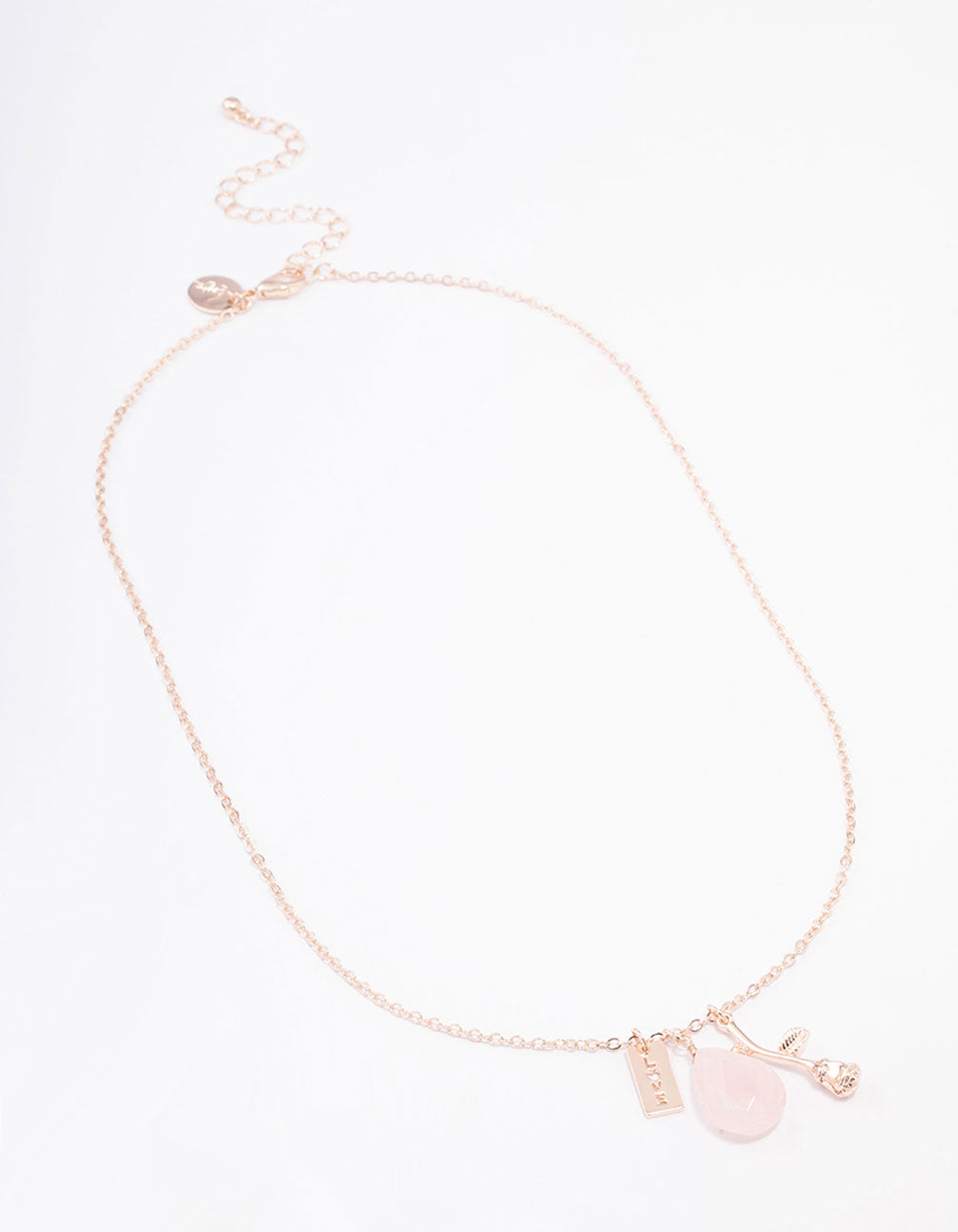Rose Gold Semi-Precious Rose Quartz Love Necklace