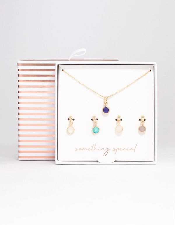 Gold Mixed Semi-Precious Charm Necklace Pack
