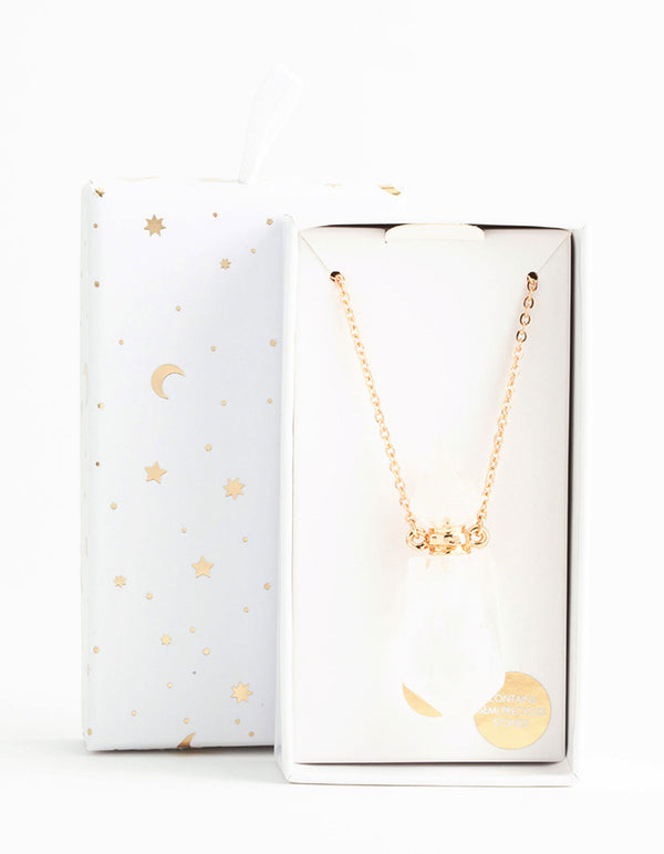 Gold Clear Quartz Semi-Precious Bottle Necklace