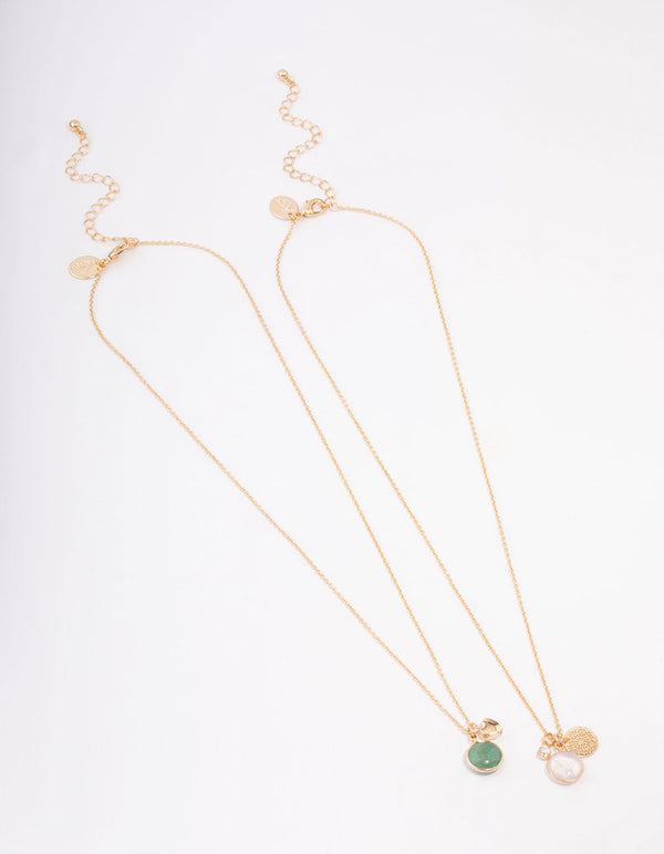 Gold Mixed Semi-Precious Jingle Necklace Pack