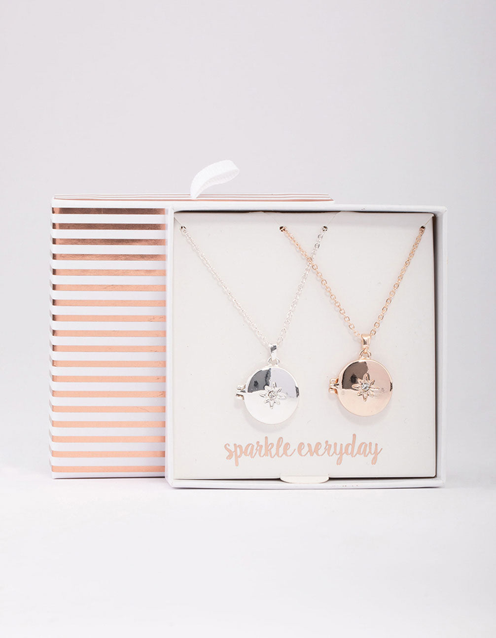 Mixed Metal Star Diamante Locket Necklace Pack