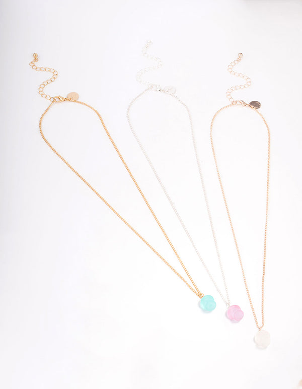 Mixed Metal Glow In The Dark Mushroom Necklace 3-Pack