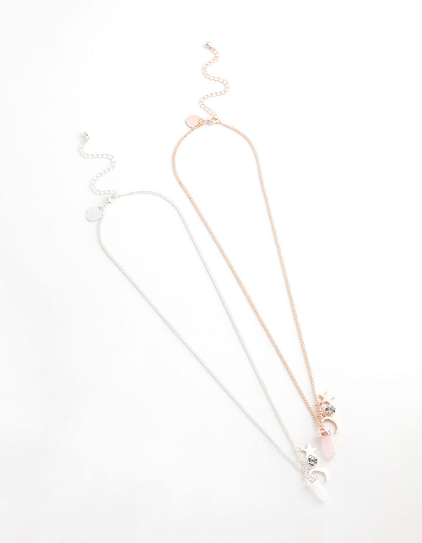 Mixed Metal Semi-Precious Charm Shard Necklace Pack