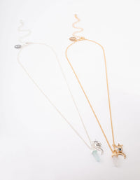 Mixed Metal Semi-Precious Charm Shard Necklace Pack - link has visual effect only