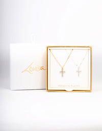 Gold & Silver Plated Diamante Cross Necklace Pack - link has visual effect only