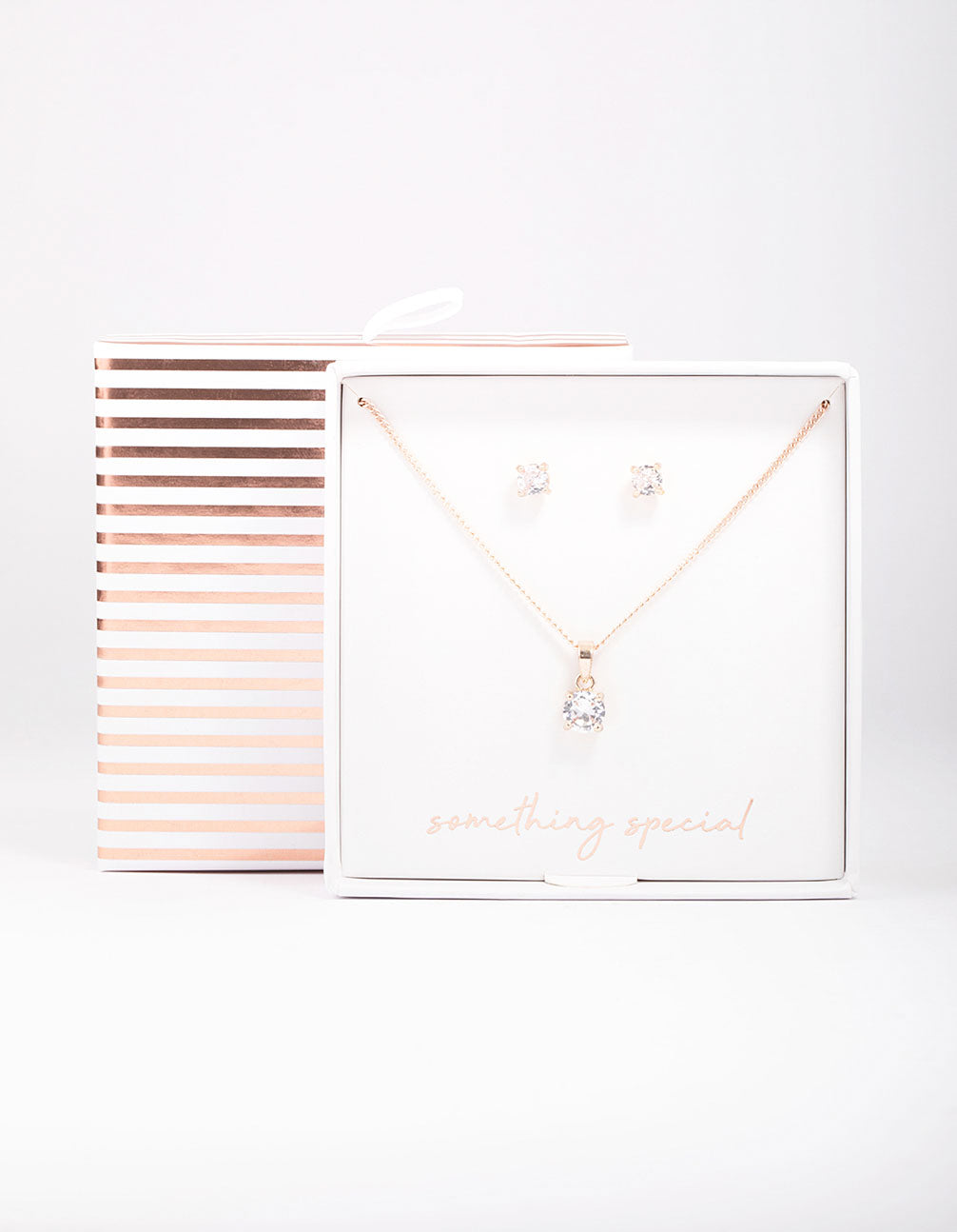 Rose Gold Cubic Zirconia Solitaire Jewellery Set
